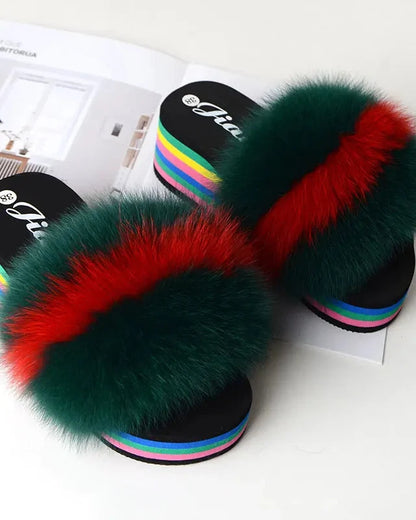 Chaussons fourrure femme compensés