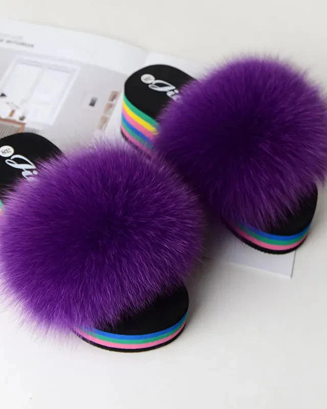 Chaussons fourrure femme compensés