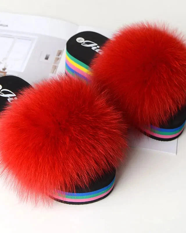Chaussons fourrure femme compensés