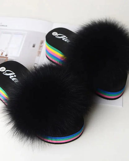 Chaussons fourrure femme compensés