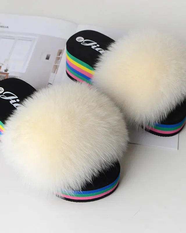 Chaussons fourrure femme compensés