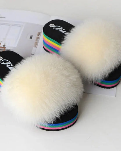 Chaussons fourrure femme compensés