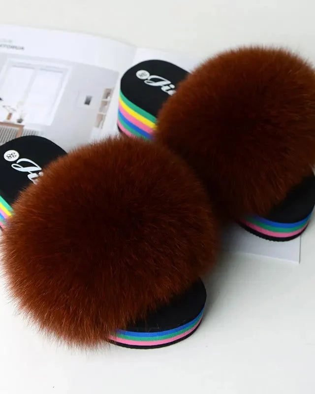 Chaussons fourrure femme compensés