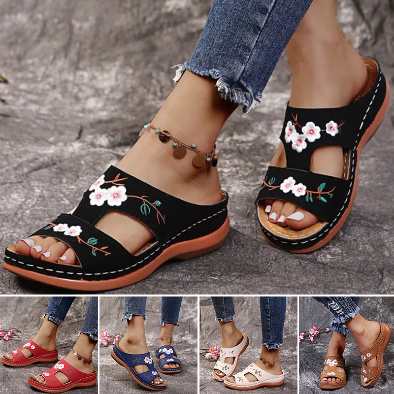 Sandales femme broderie florale