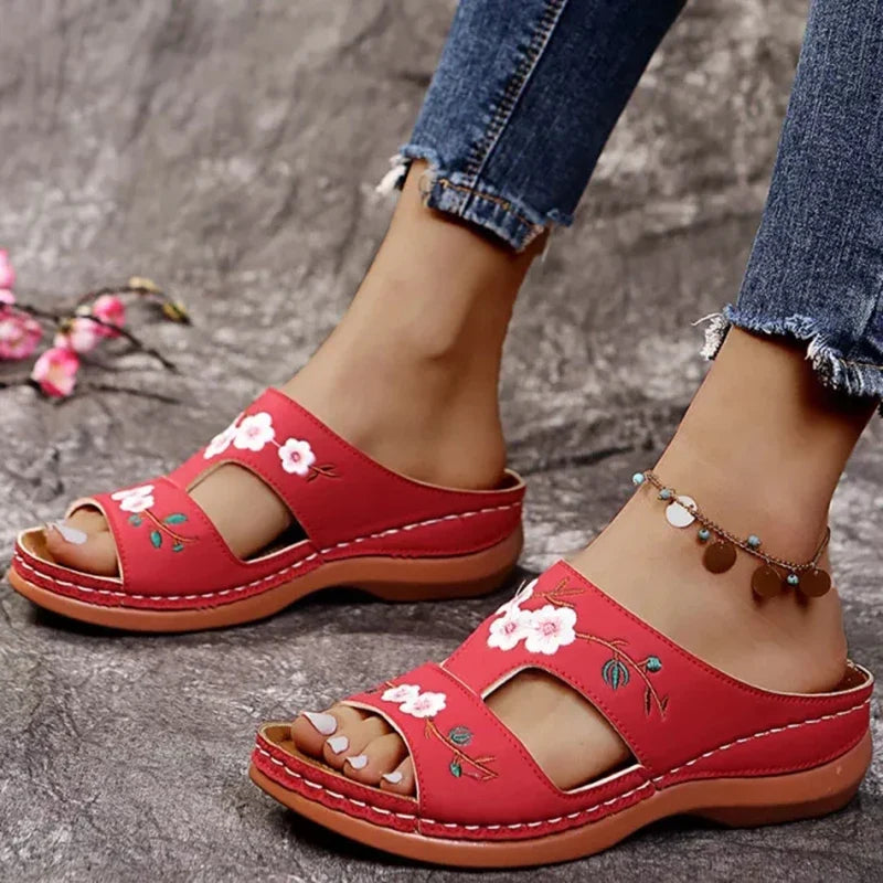 Sandales femme broderie florale