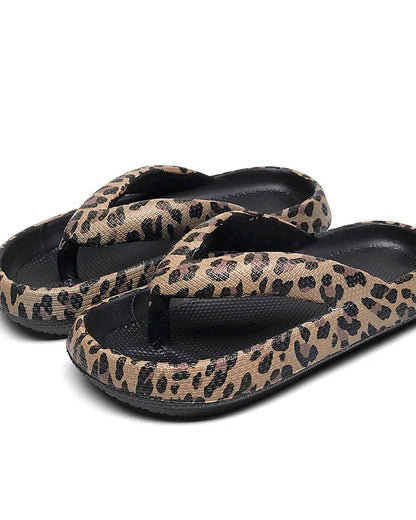 Tongs femme motif léopard