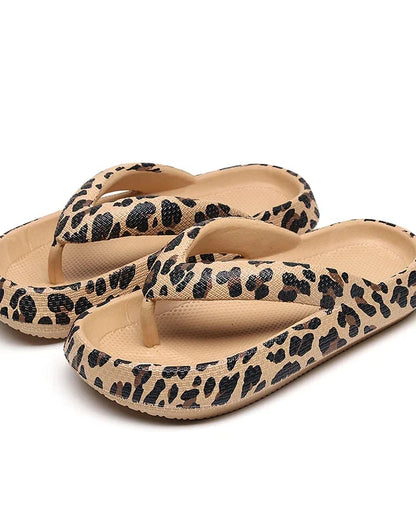 Tongs femme motif léopard