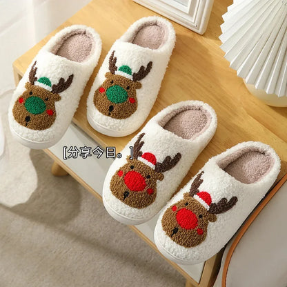 Chausson femme renne noel