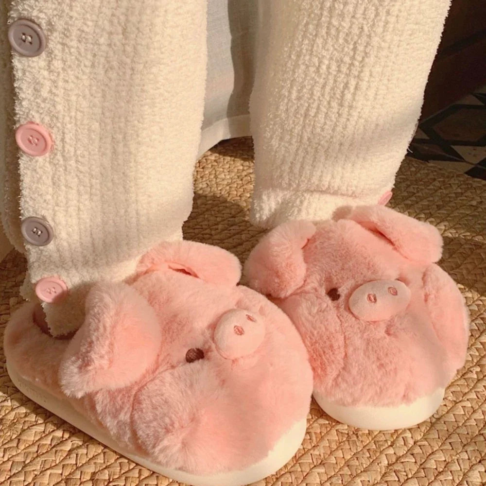 Chausson cochon rose femme