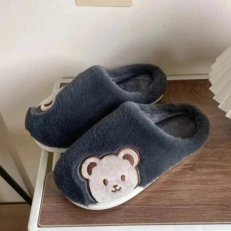 Chausson femme motif ourson
