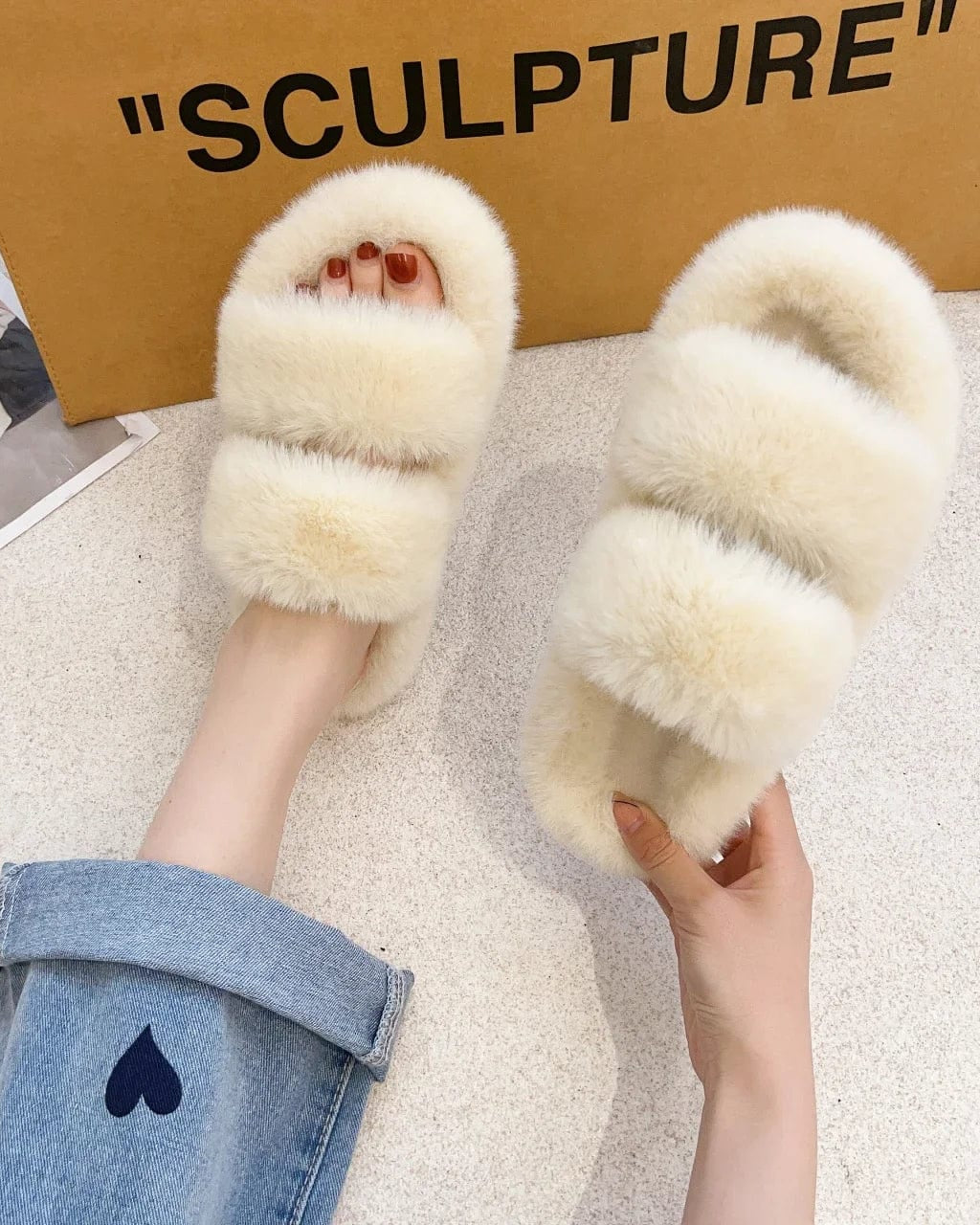 Chausson sandale fourré femme