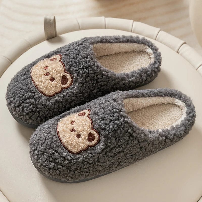 Chausson femme motif ours