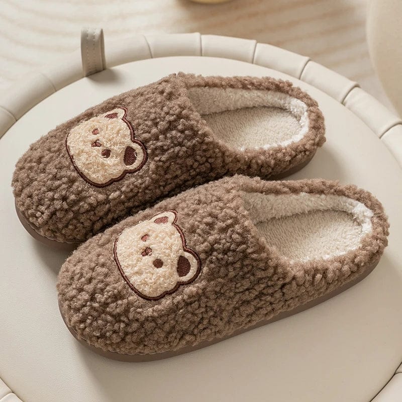 Chausson femme motif ours