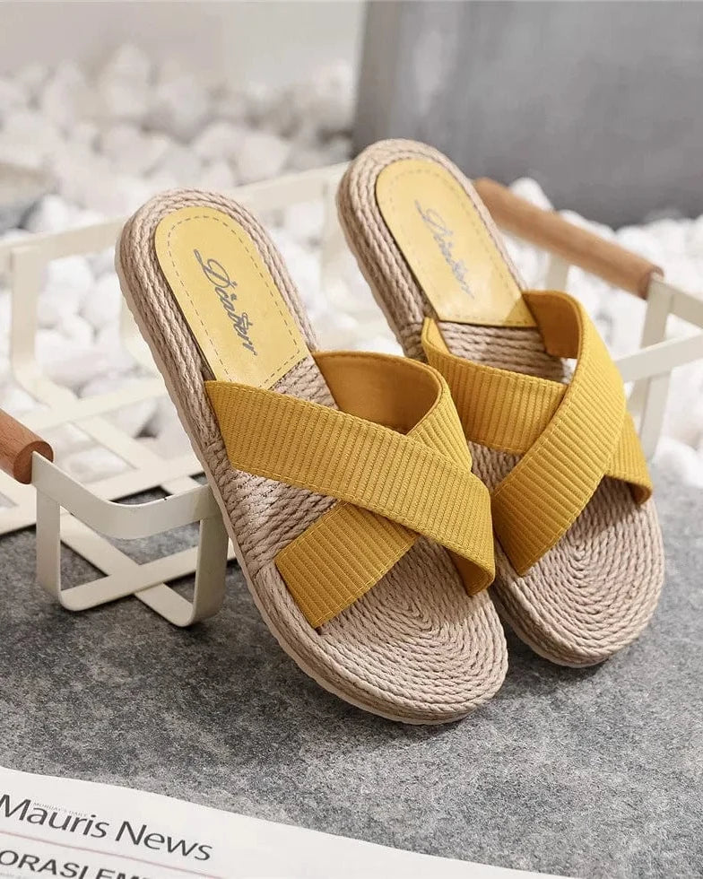 Sandales chaussons femme chanvre
