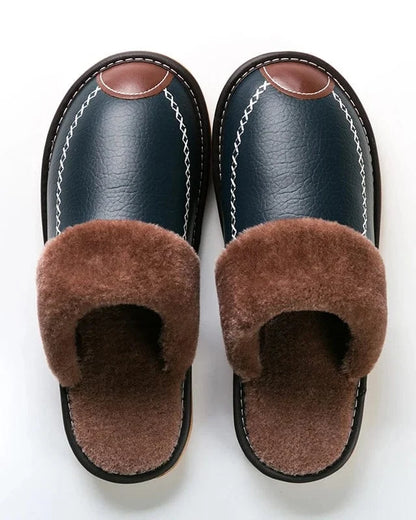 Chausson cuir fourré homme