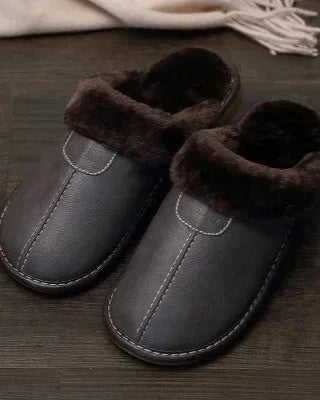 Chausson cuir fourré homme