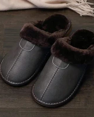 Chausson cuir fourré homme