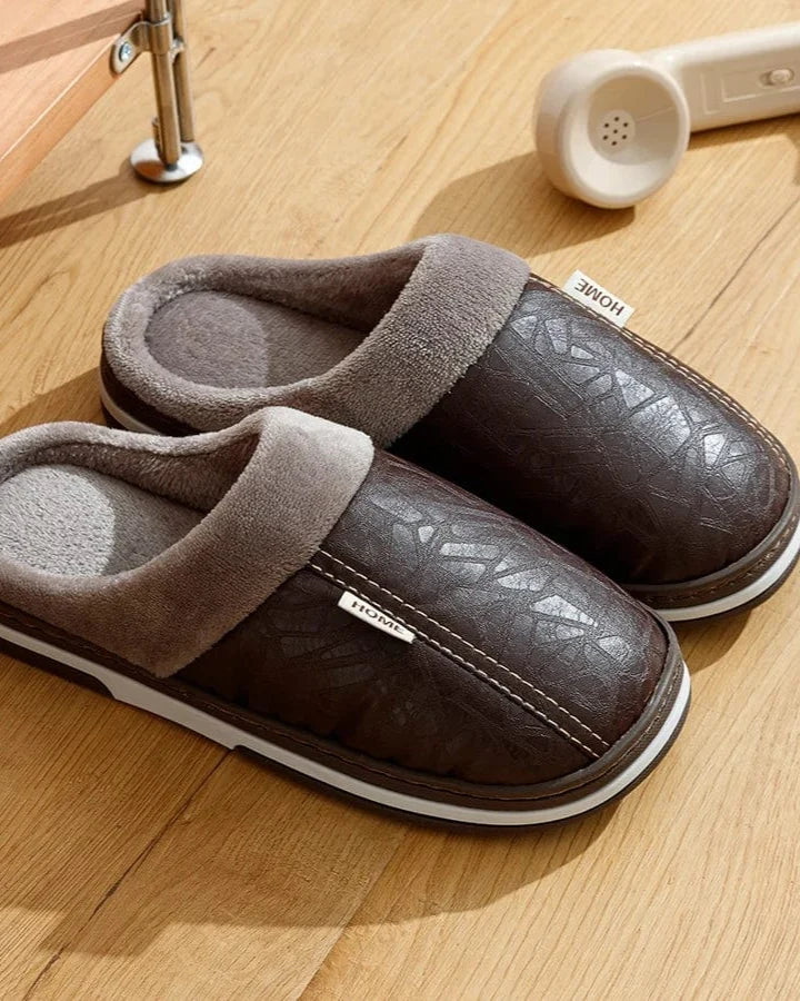 Chausson homme cuir pu