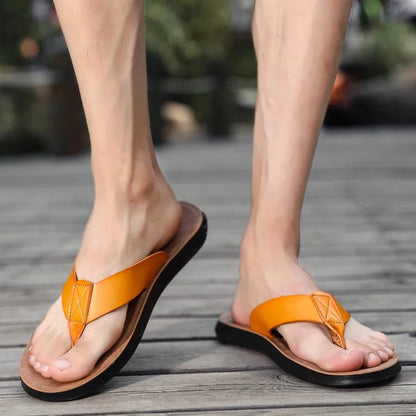 Tongs homme cuir pu
