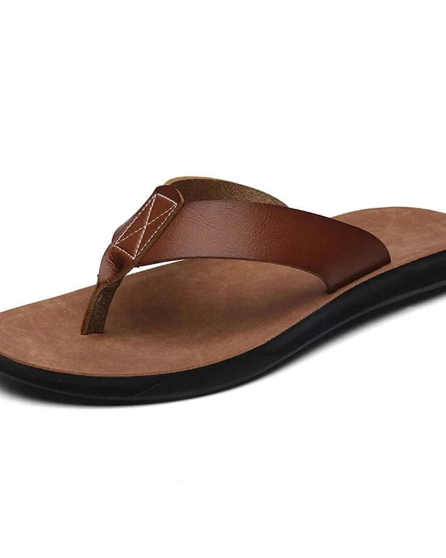 Tongs homme cuir pu