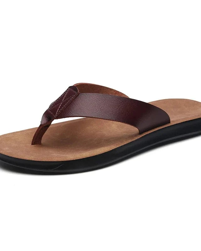 Tongs homme cuir pu