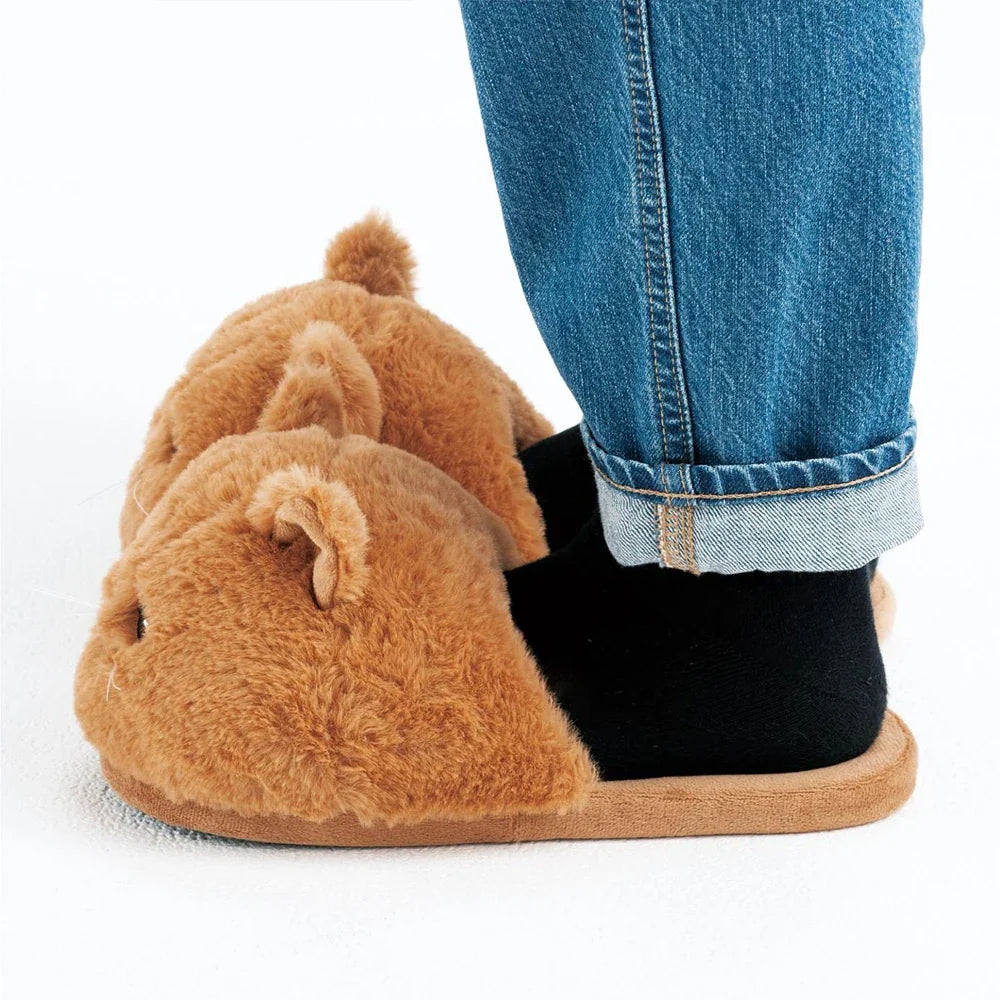 Chaussons peluche chat adulte