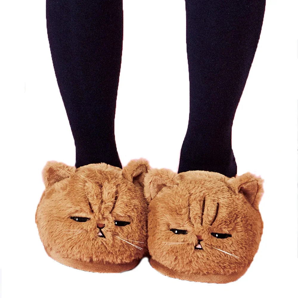 Chaussons peluche chat adulte