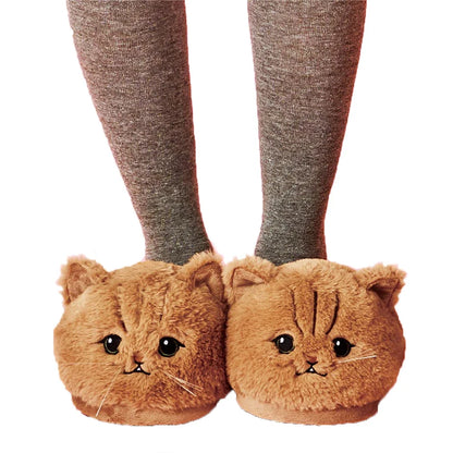 Chaussons peluche chat adulte