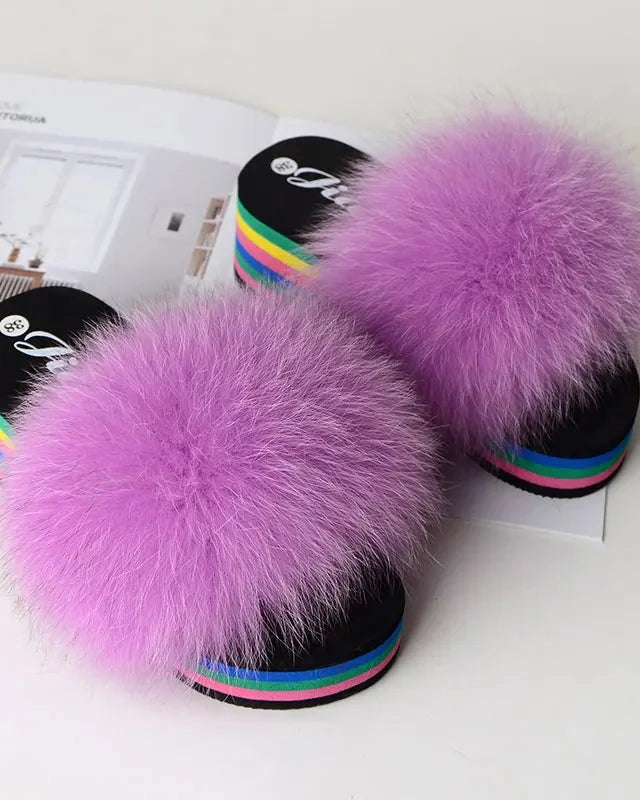 Chaussons fourrure femme compensés