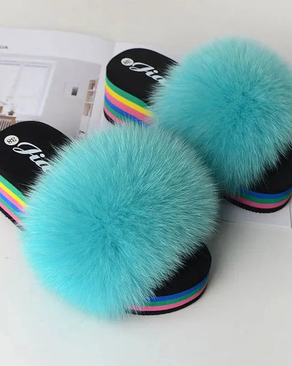 Chaussons fourrure femme compensés