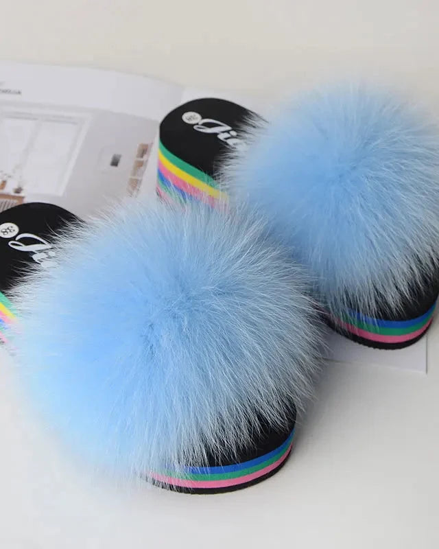 Chaussons fourrure femme compensés