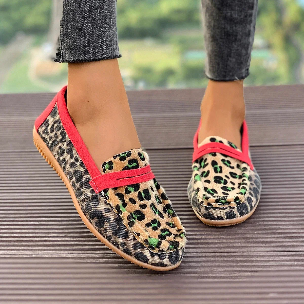 Chausson femme imprimé léopard
