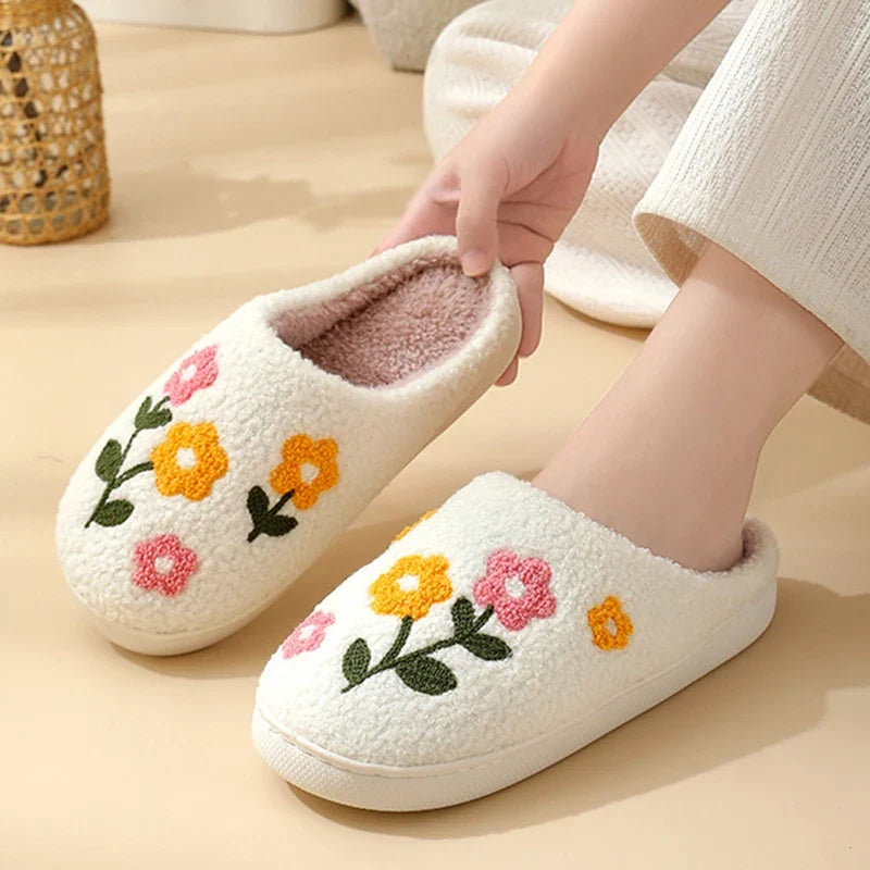 Chausson femme motif fleur