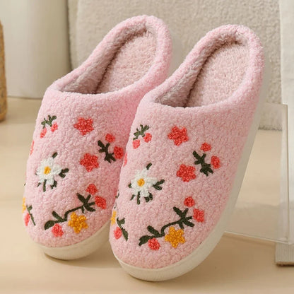 Chausson femme motif fleur