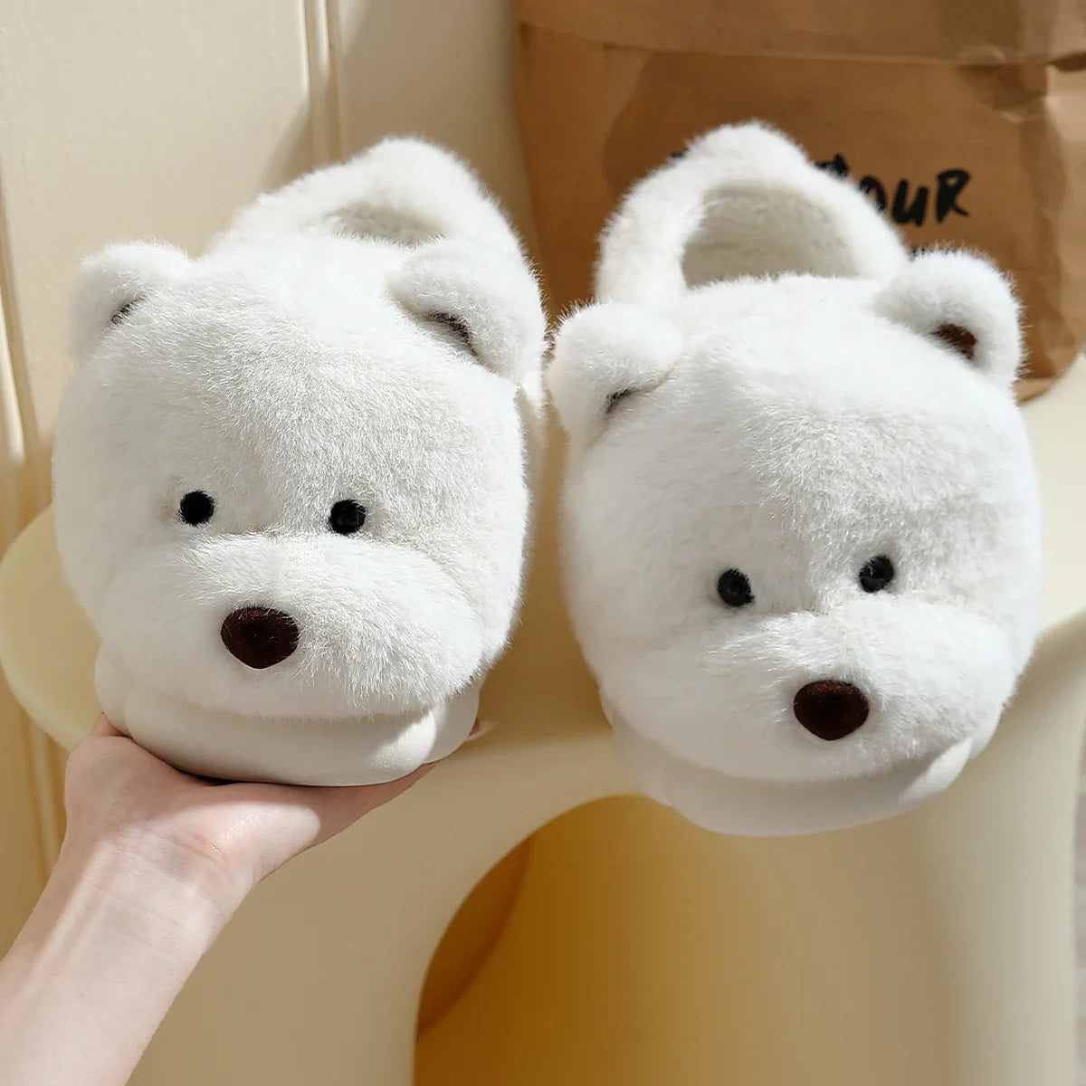 Chausson chien beige