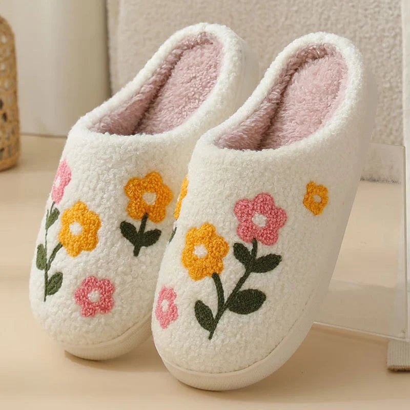 Chausson femme motif fleur