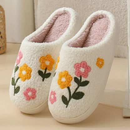 Chausson femme motif fleur