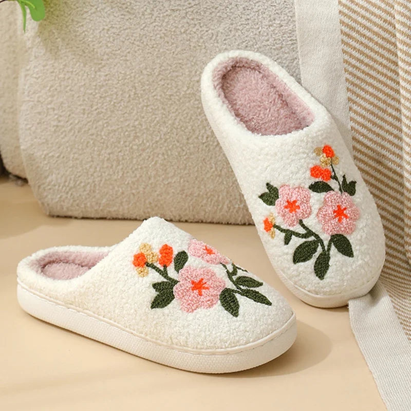 Chausson femme motif fleur