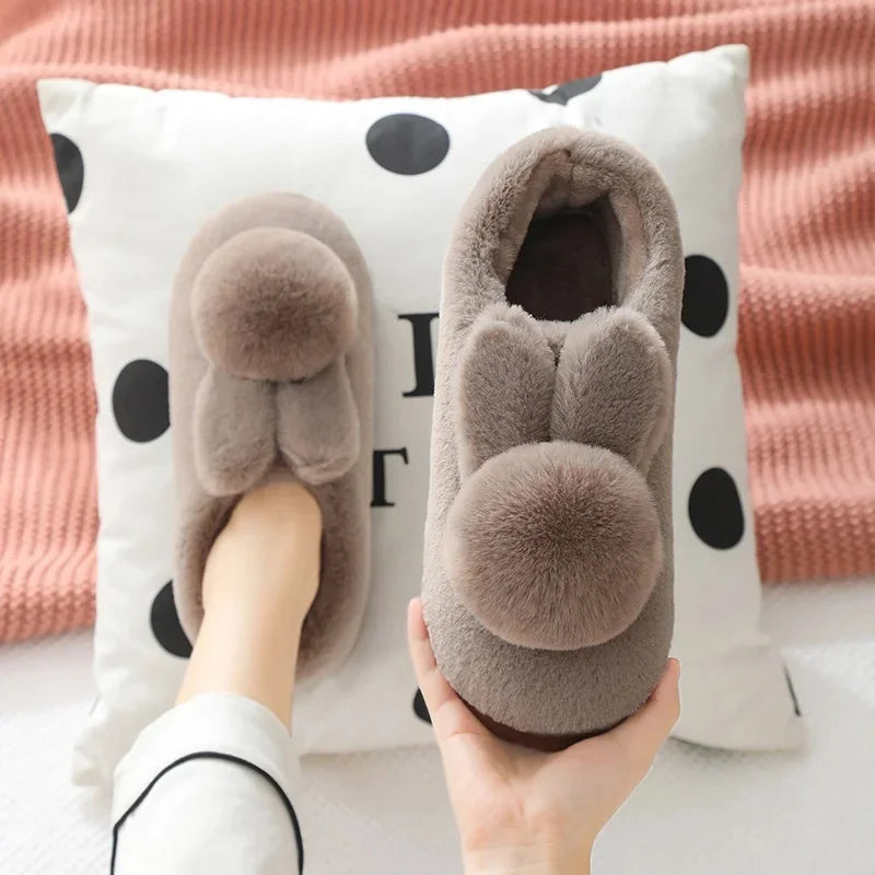 Chausson lapin peluche femme
