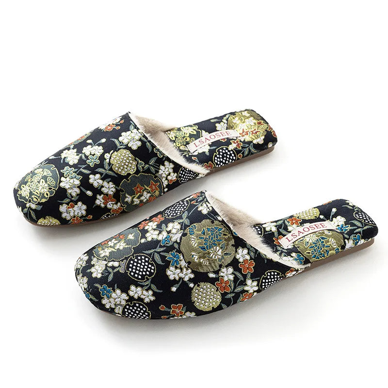 Chausson style chinois velours