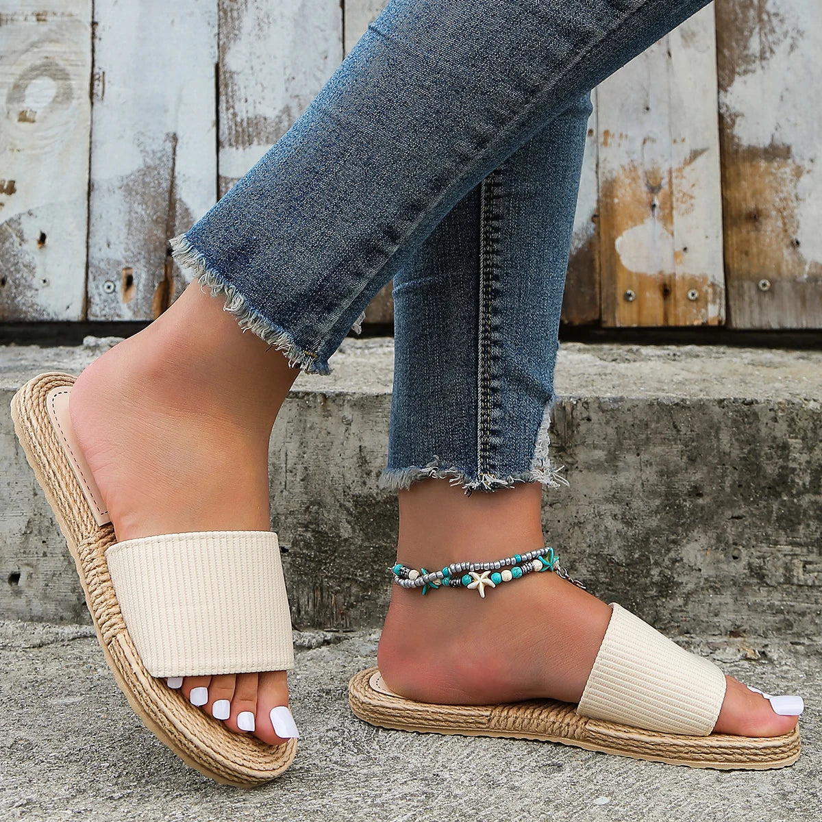Chausson femme été beige