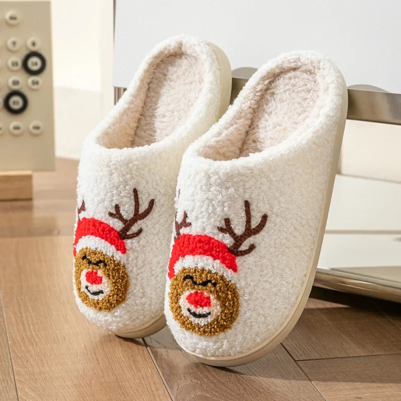 Chausson renne peluche antidérapant