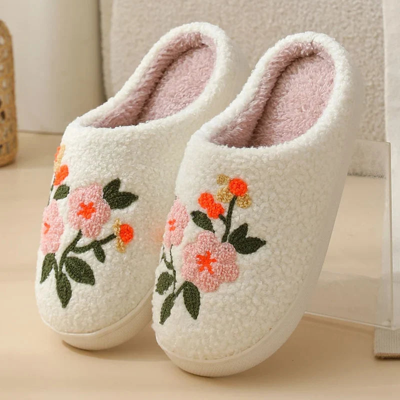 Chausson femme motif fleur