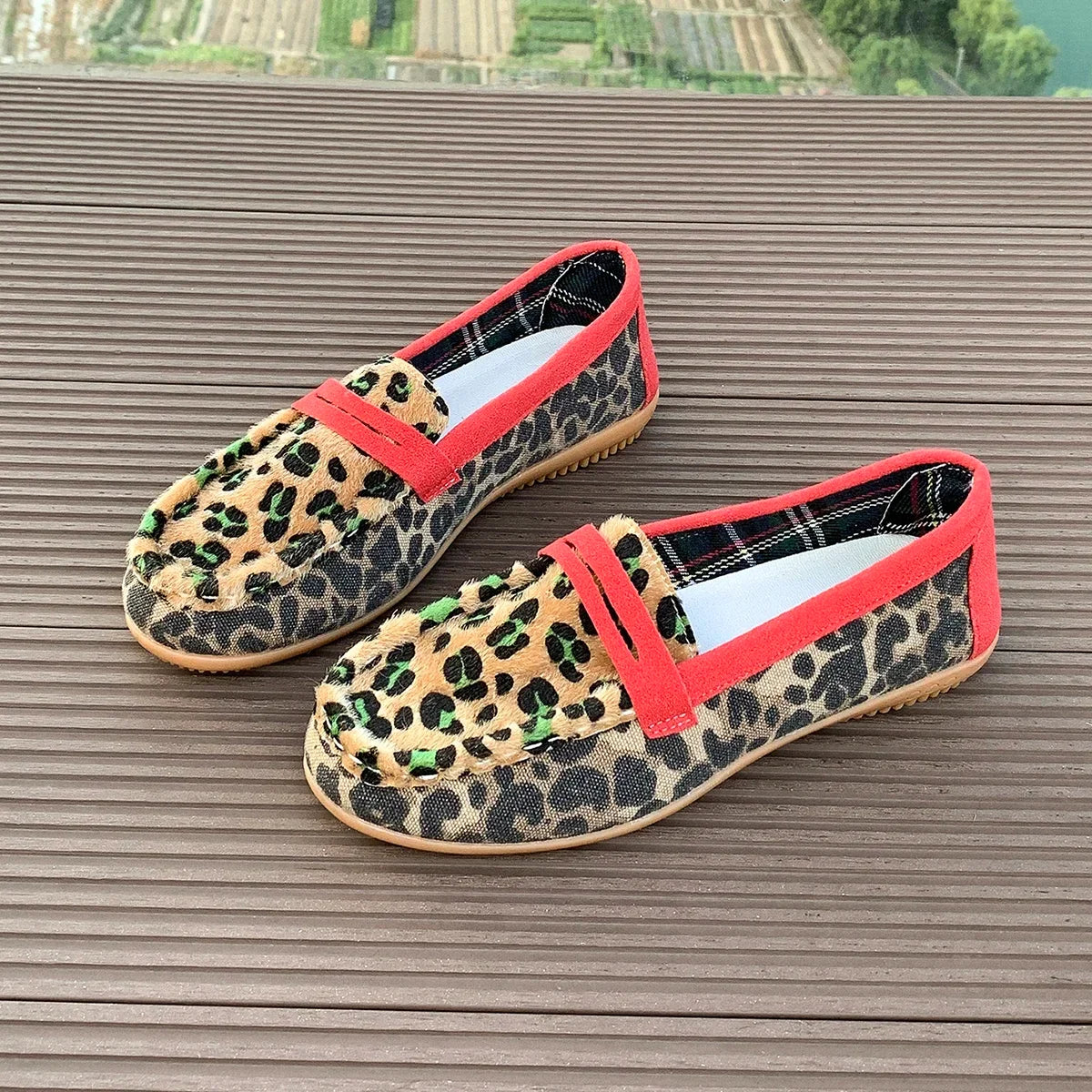 Chausson femme imprimé léopard