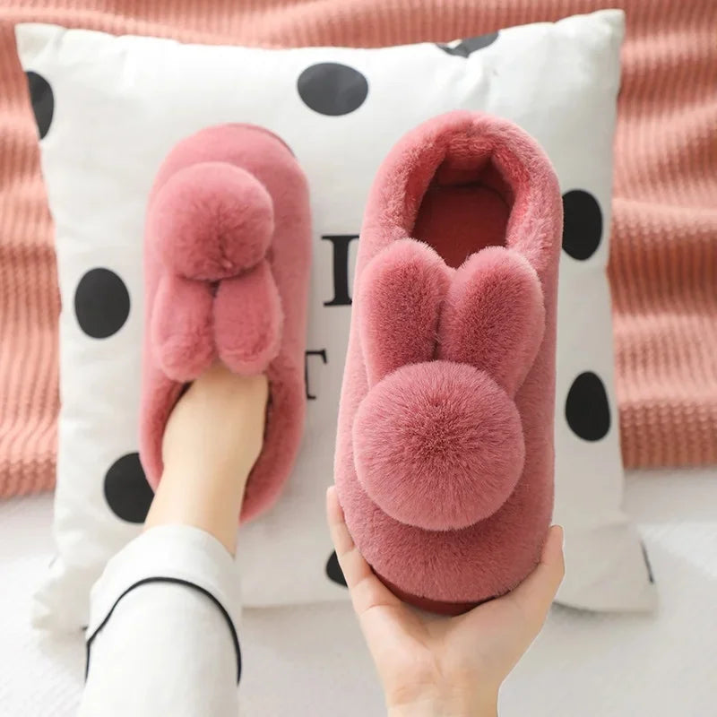 Chausson lapin peluche femme