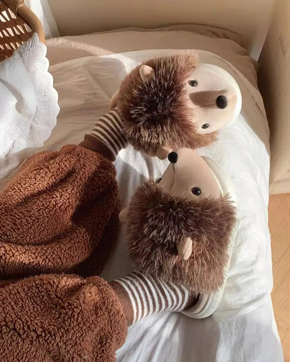 Chausson femme peluche hiver