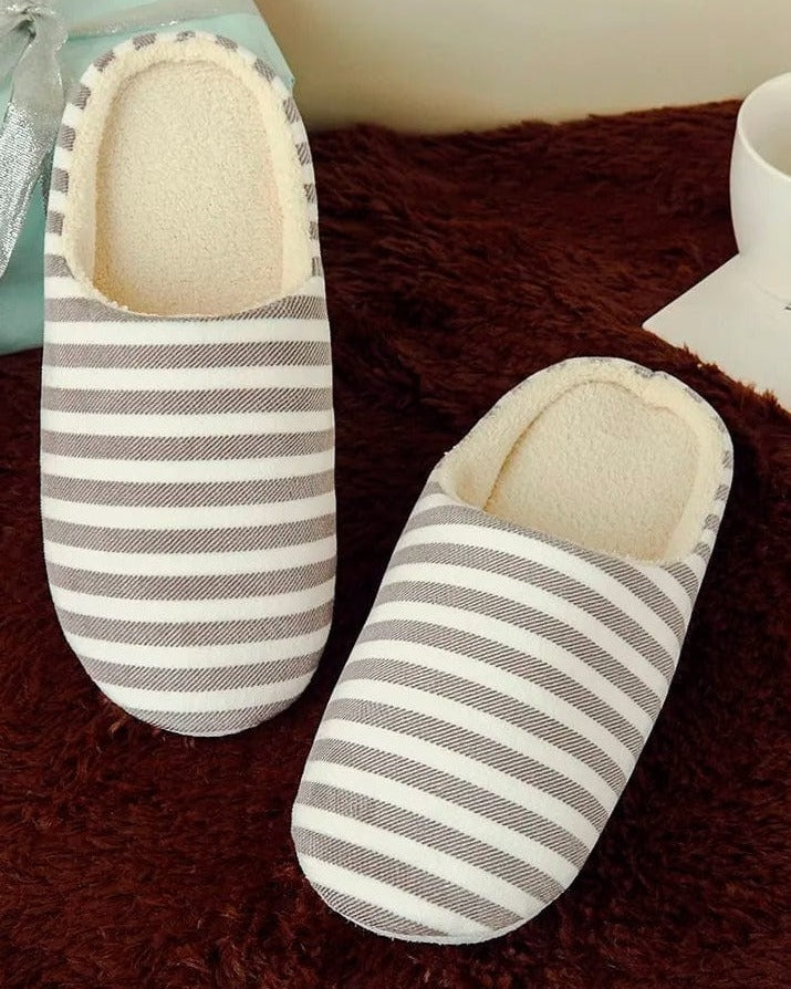 Chaussons femme rayés