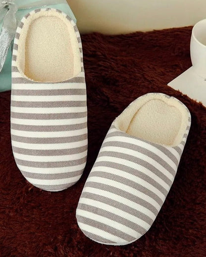 Chaussons femme rayés