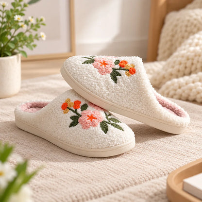Chausson femme motif fleur
