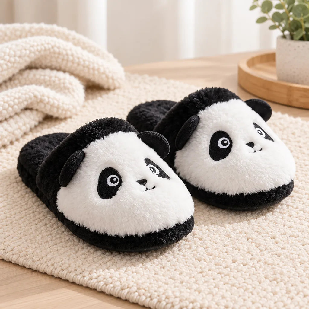 Chausson panda peluche femme